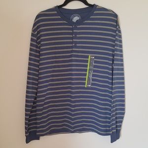Striped Heather Blue Long Sleeve Henley